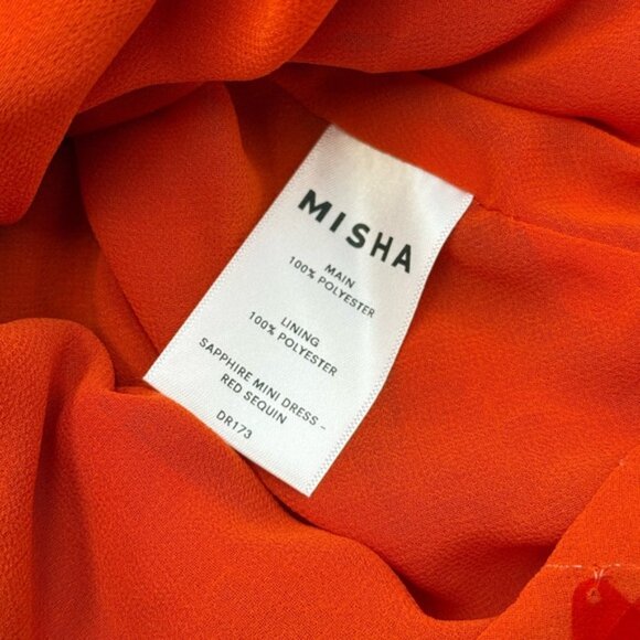 🆕 MISHA COLLECTION 🧿 NWOT Red Sapphire Sequins Mini Dress, Sz XXS - Sz US 0 - Picture 14 of 15